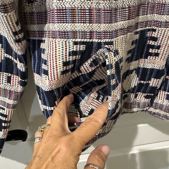 Iconic by Iskia Cream  Black Aztec Tribal Print Embellished Tapestry  Jacket - Picture 4 of 15